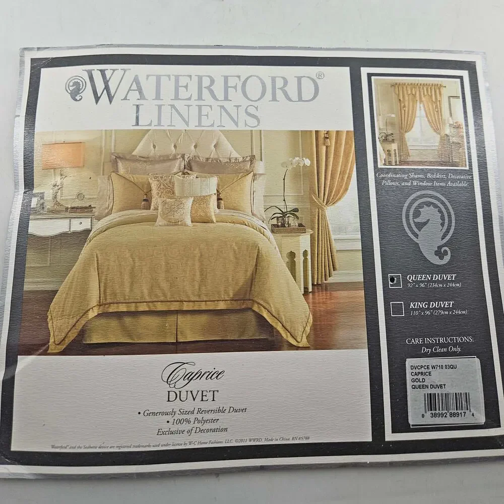Waterford traditional gold jacquard damask queen Caprice Duvet, New